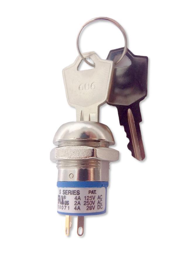 2 Position Micro Keylock Switch, 19mm - MP004588