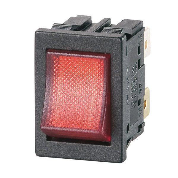 Red Illuminated Rocker Switch, DPST, 250V AC, 12A - MP004803