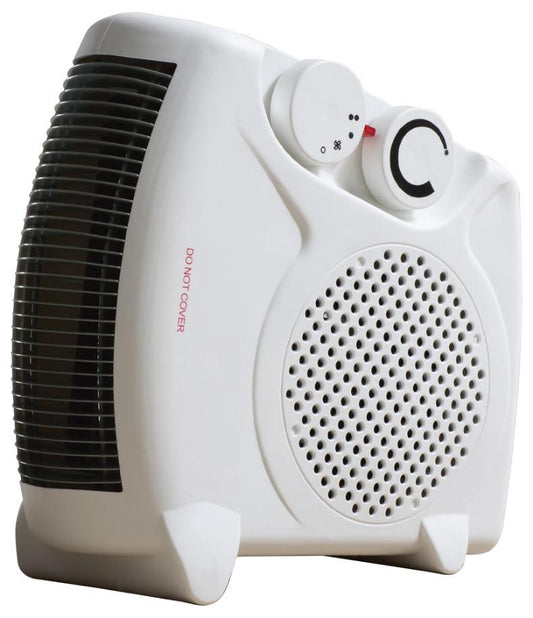 2kW Upright or Horizontal Electric Fan Heater, White - HEA1930