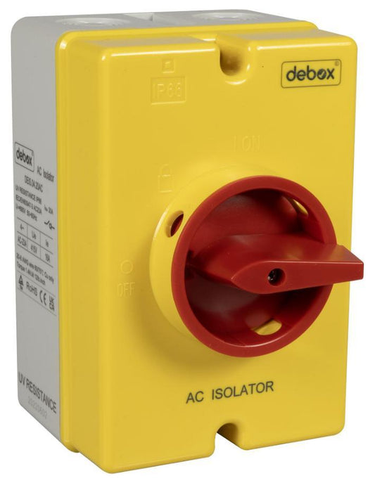 4 Pole AC Rotary Isolator Switch, 240V AC, 20A - DE1S.04.20AC