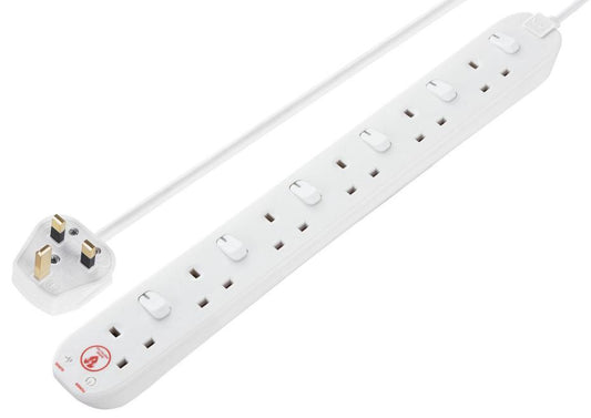 6 SKT 2M 13A IND SW SRG EXT LEAD WHITE - SWSRG6210N-MP