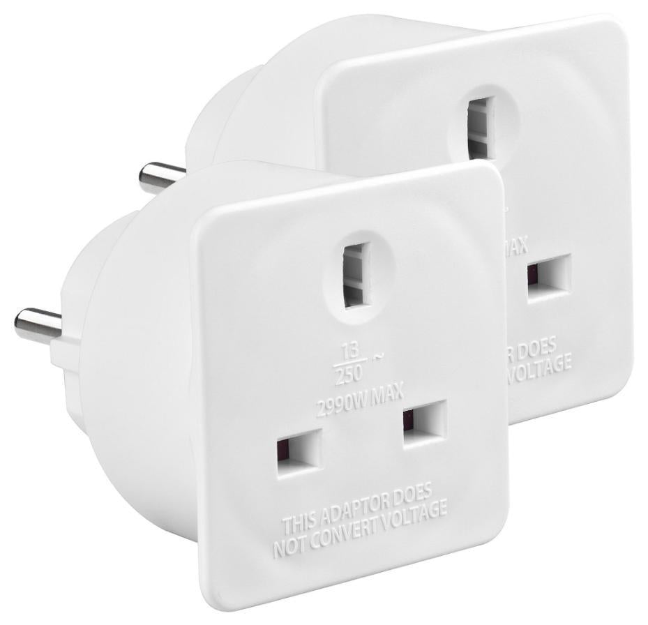 UK to Europe Travel Adaptors, Pack of 2 - TAEUR/2-MP