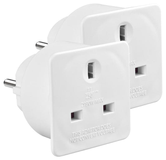 UK to Europe Travel Adaptors, Pack of 2 - TAEUR/2-MP