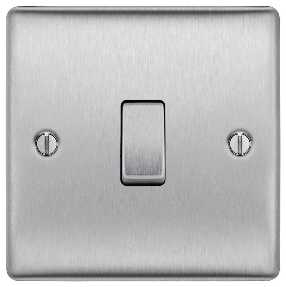 Intermediate Light Switch, 1 Gang, 20A, 16AX, Brushed Steel - NBS13-01