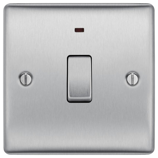 Switch Module with Indicator, 2 Way, Double Pole, 20A, 20AX, Brushed Steel - NBS31-01