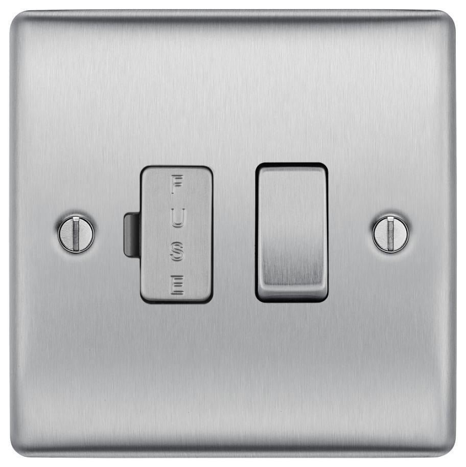 Switched Fused Connection Unit, 13A, Brushed Steel - NBS50-01