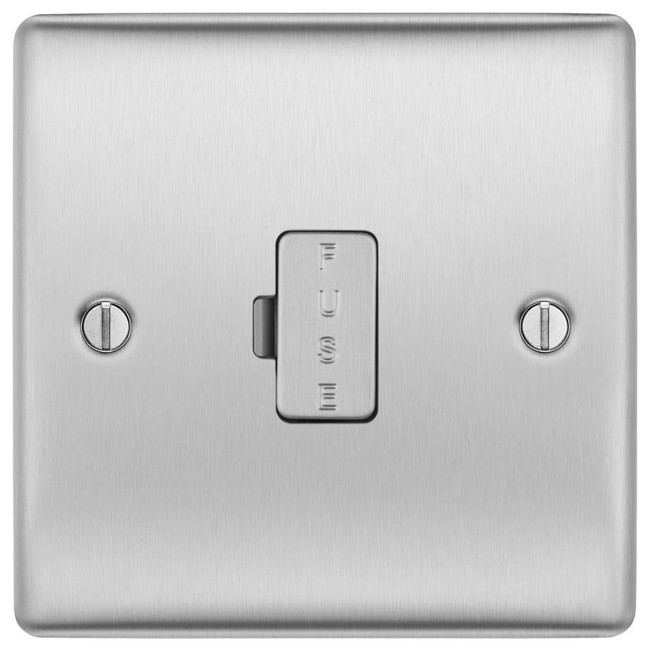 Unswitched Fused Connection Unit, 13A, Brushed Steel - NBS54-01