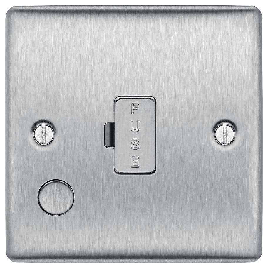 Unswitched Fused Connection Unit with Flex Outlet, 13A, Brushed Steel - NBS55-01