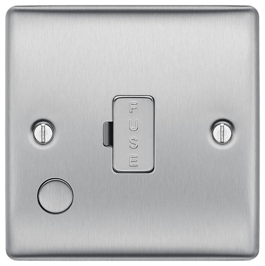 Unswitched Fused Connection Unit with Flex Outlet, 13A, Brushed Steel - NBS55-01