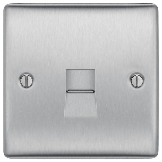 Telephone Socket, 1 Gang, Main, Brushed Steel - NBSBTM1-01