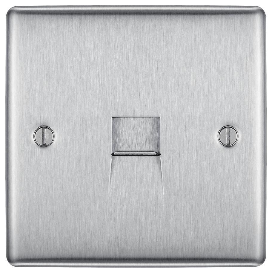 Telephone Socket, 1 Gang, Secondary, Brushed Steel - NBSBTS1-01