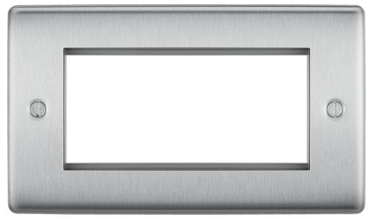 Module Front Plate, 2 Gang, 4 Way, Brushed Steel - NBSEMR4-01