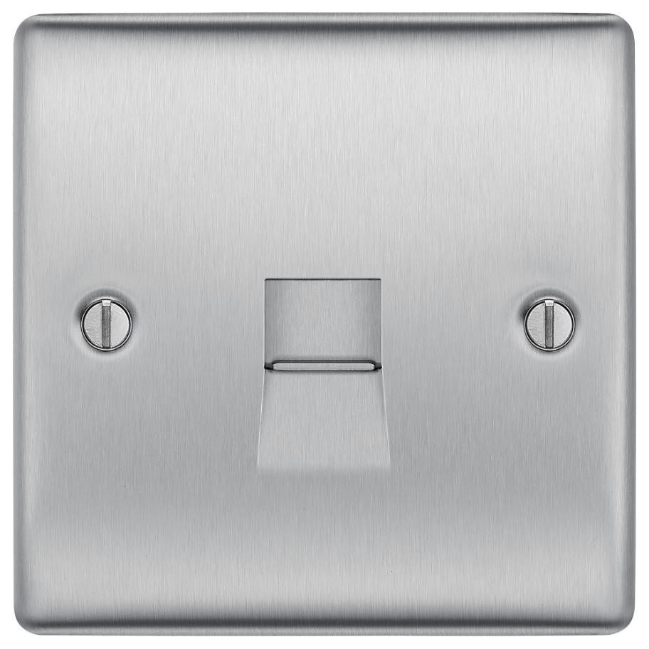 Module Front Plate, 1 Gang, 2 Way, Brushed Steel - NBSEMS2-01