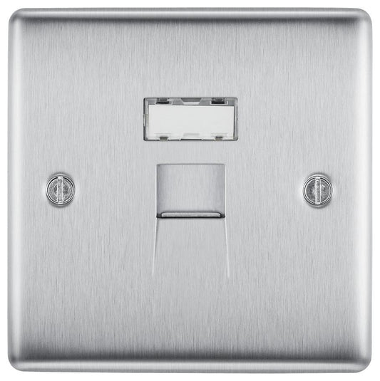 Data Socket, RJ45, 1 Gang, Brushed Steel - NBSRJ451-01