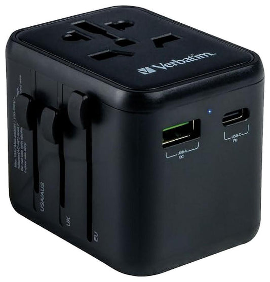 Universal Travel Adaptor with USB, 60W, 1x USB A, 1x USB C - 49544