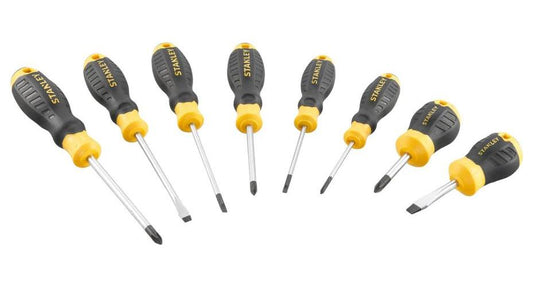 Pozidriv, Phillips & Slotted Cushion Grip Screwdriver Set, 8 Piece - STHT16167-0