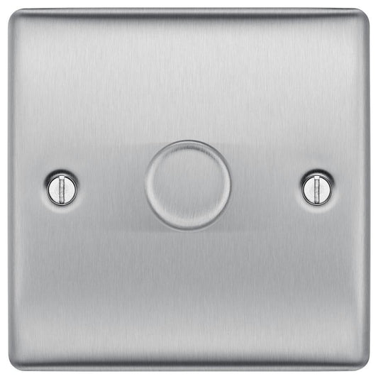 Dimmer Switch, 1 Gang, 2 Way, 200W, Brushed Steel - NBS81-01