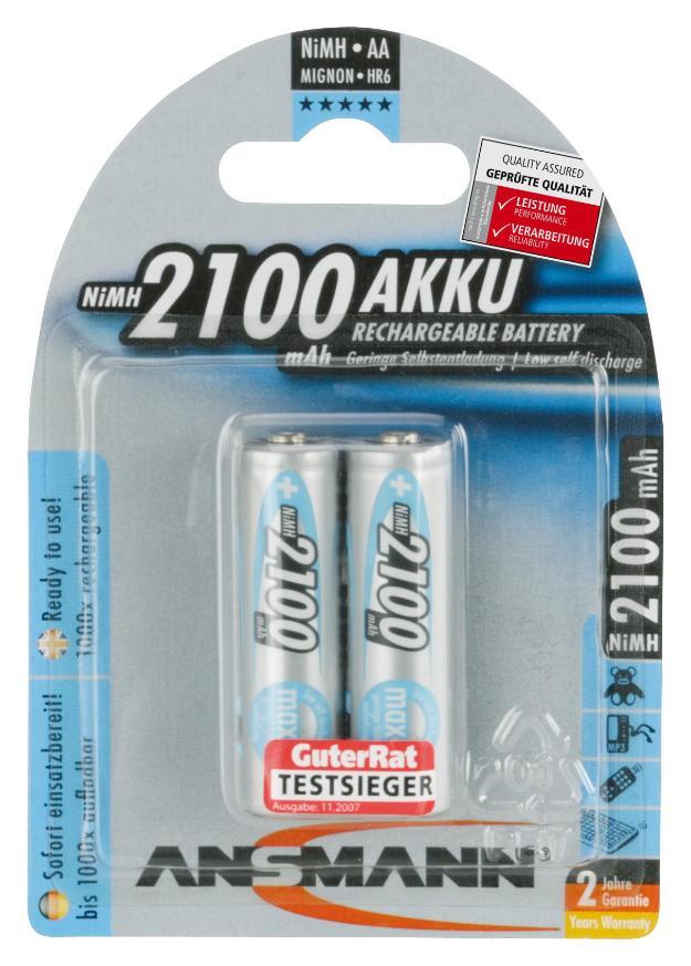 maxE NiMH Rechargeable AA batteries, 2100mAh 2 Pack - 5030992