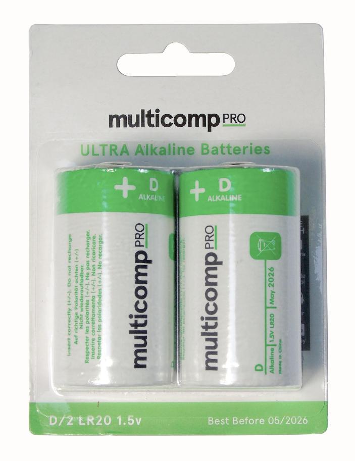 Alkaline D Batteries, 2 Pack - MP-PSG91113