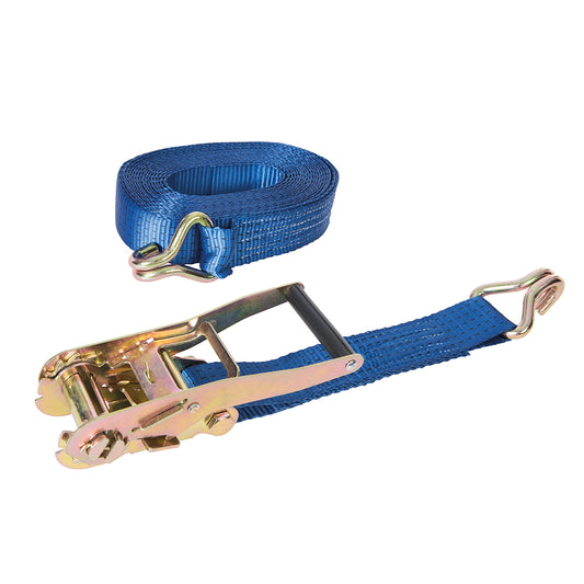 Silverline Ratchet Tie Down Strap J-Hook 8m x 50mm - Rated 1700kg Capacity 3400kg