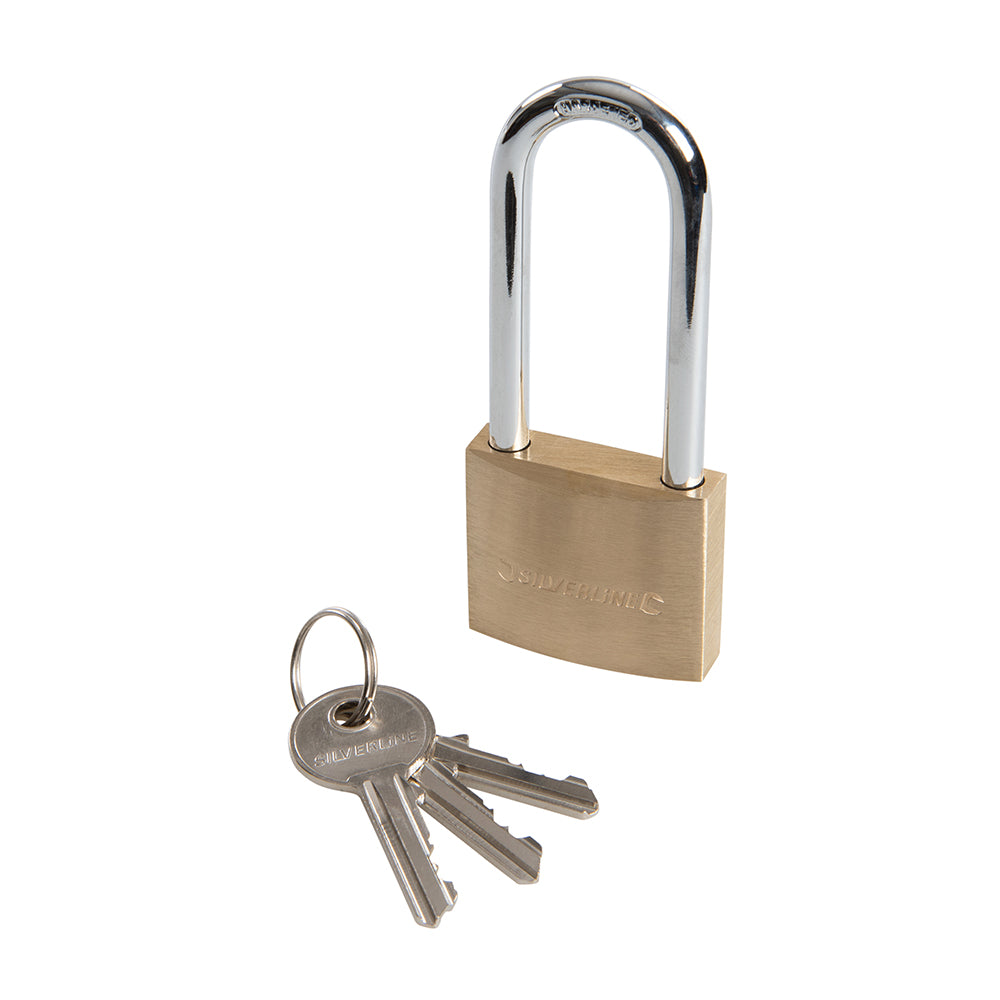 Silverline Brass Padlock Long Shackle 40mm