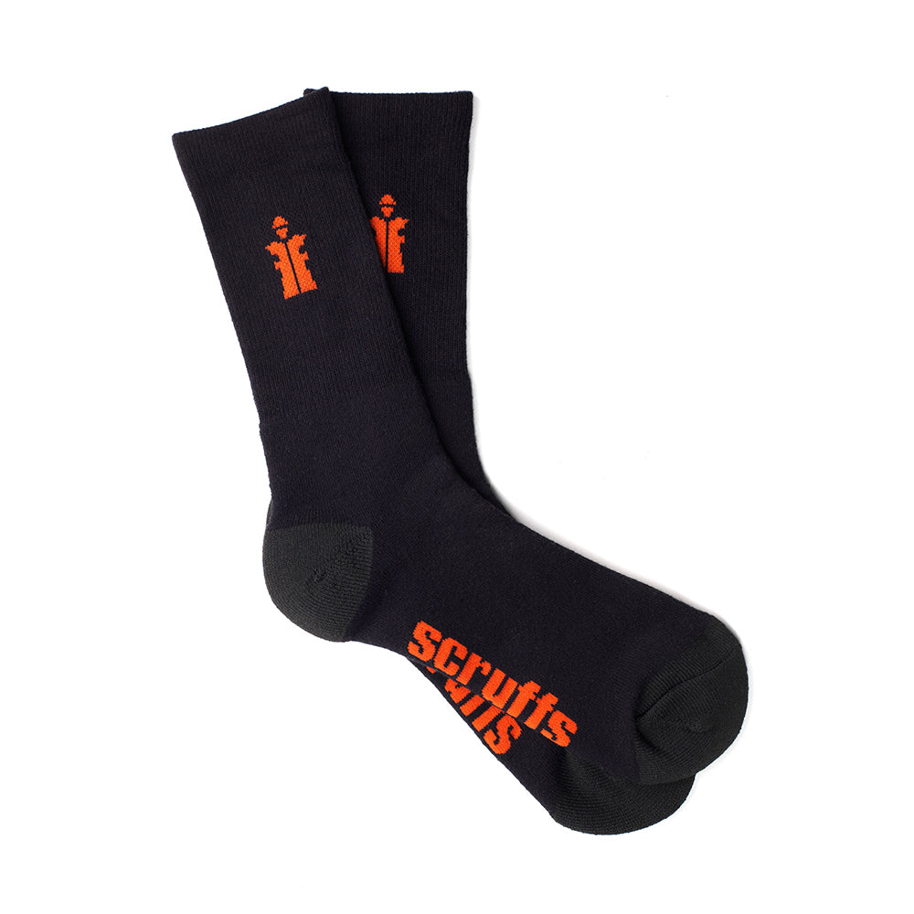 Scruffs Worker Socks Black 3pk Size 3 - 6.5 / 36 - 40