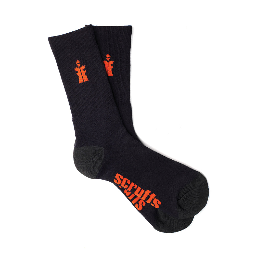 Scruffs Worker Socks Black 3pk Size 7 - 9.5 / 41 - 43